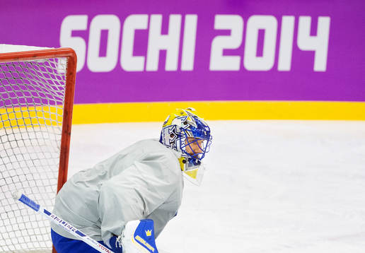 Målvakten Henrik Lundqvist på Sveriges ishockeylandslags