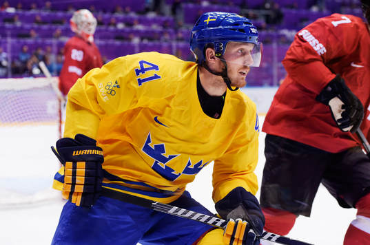 Sveriges Gustav Nyquist i ishockeymatchen mellan Sverige