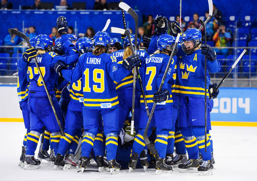 Sveriges spelare jublar