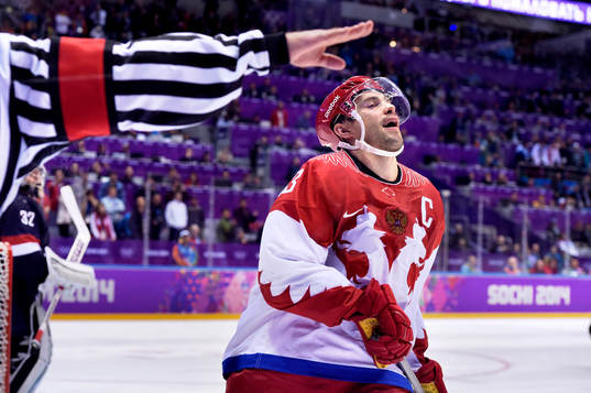 Rysslands Pavel Datsyuk reagerar