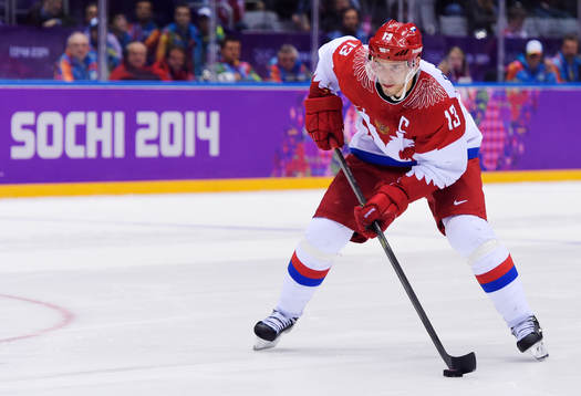Rysslands Pavel Datsyuk i ishockeymatchen mellan USA och