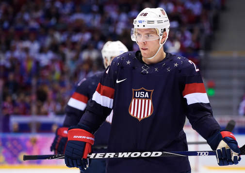 s Paul Stastny i ishockeymatchen mellan USA och Ryssland
