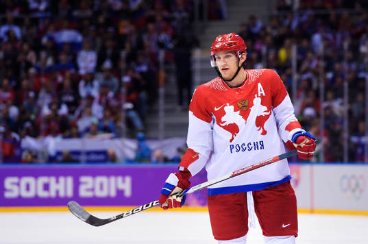 Rysslands Alexander Ovechkin i ishockeymatchen mellan USA
