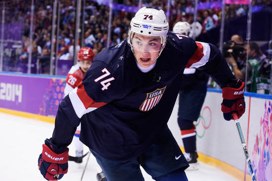 s TJ Oshie i ishockeymatchen mellan USA och Ryssland