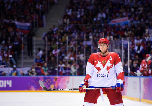 Rysslands Alexander Ovechkin i ishockeymatchen mellan USA