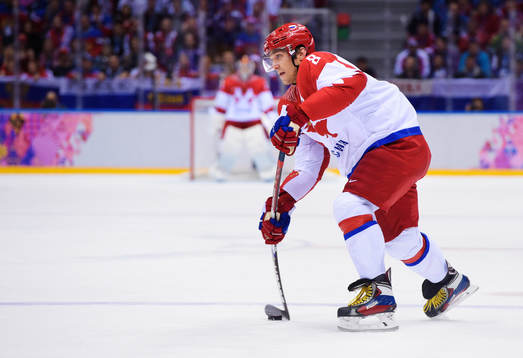 Rysslands Alexander Ovechkin i ishockeymatchen mellan USA