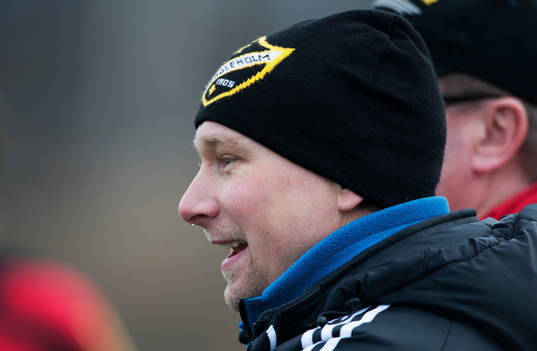 IFK Hässleholms tränare Daniel Nilsson i träningsmatchen