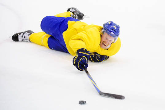 Daniel Alfredsson på Sveriges ishockeylandslags träning