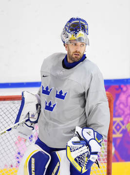 Målvakten Henrik Lundqvist på Sveriges ishockeylandslags