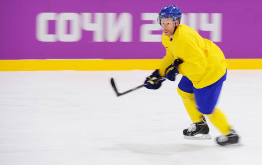 Daniel Alfredsson på Sveriges ishockeylandslags träning