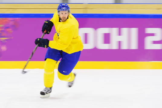 Niklas Kronwall på Sveriges ishockeylandslags träning