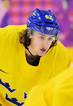 Carl Hagelin på Sveriges ishockeylandslags träning