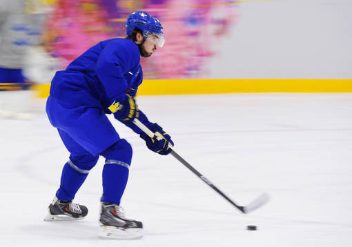 Marcus Johansson på Sveriges ishockeylandslags träning