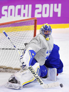 Målvakten Henrik Lundqvist på Sveriges ishockeylandslags