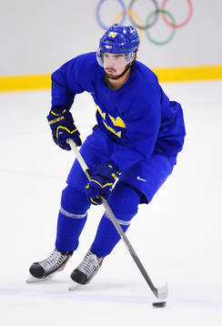 Marcus Johansson på Sveriges ishockeylandslags träning