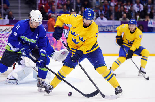 Sloveniens Anze Kopitar och Sveriges Daniel Sedin