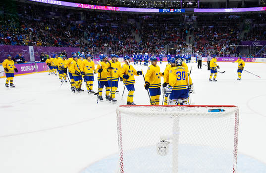Sveriges spelare jublar