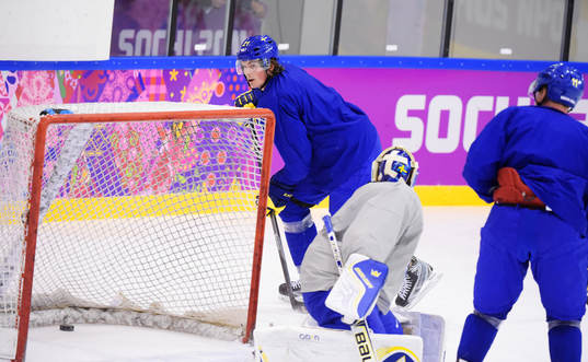 Loui Eriksson på Sveriges ishockeylandslags träning