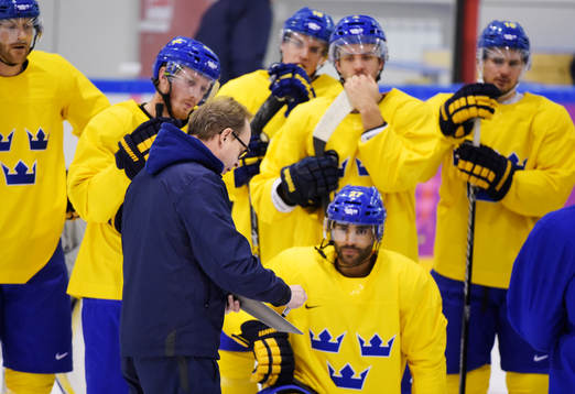 Förbundskapten Pär Mårts har en genomgång på Sveriges