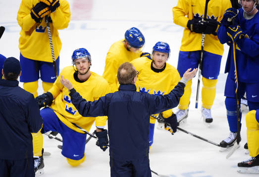 Förbundskapten Pär Mårts har en genomgång på Sveriges