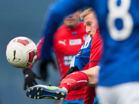 Helsingborgs Peter Larsson i träningsmatchen mellan