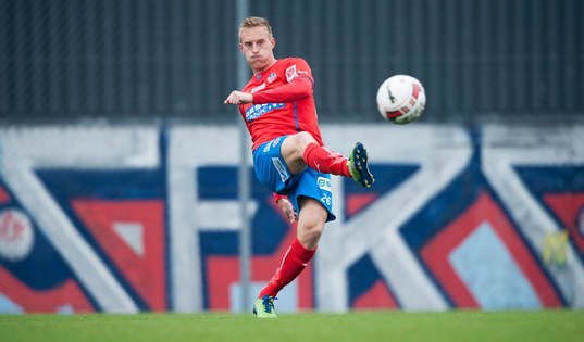 Helsingborgs Peter Larsson i träningsmatchen mellan