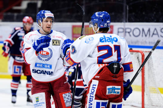Oskarshamns Lukas Ericsson och David Rodman jublar