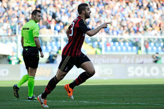 Esultanza gol di Adel Taarabt Milan 0-1. Celebration goal