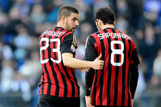 Esultanza gol di Adel Taarabt Milan 0-1. Celebration goal