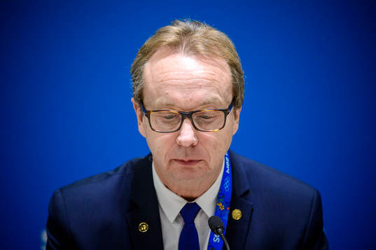 Sveriges förbundskapten Pär Mårts på en presskonferens