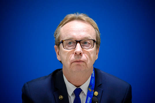 Sveriges förbundskapten Pär Mårts på en presskonferens