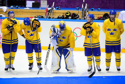 Sveriges målvakt Henrik Lundqvist är mörk i blicken