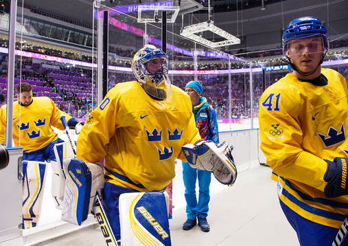 Sveriges målvakt Jhonas Enroth, målvakt Henrik Lundqvist