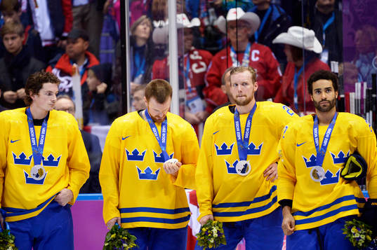 Sveriges Loui Eriksson, Daniel Sedin, Alexander Edler och