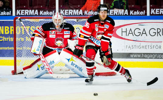 Malmö Redhawks målvakt Pontus Sjögren och David Liffiton