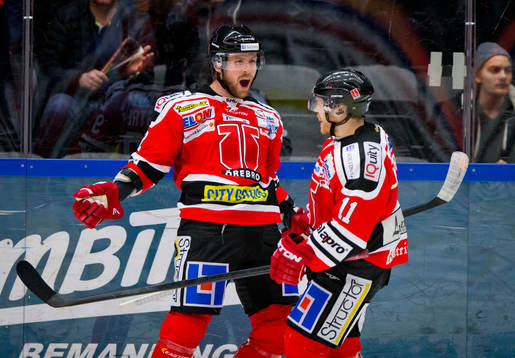 Örebros Robin Dahlstrøm gör 4-0 jublar i SHL mellan
