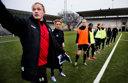 Rosengårds tränare Jonas Eidevall och Lisa Ek, Amanda