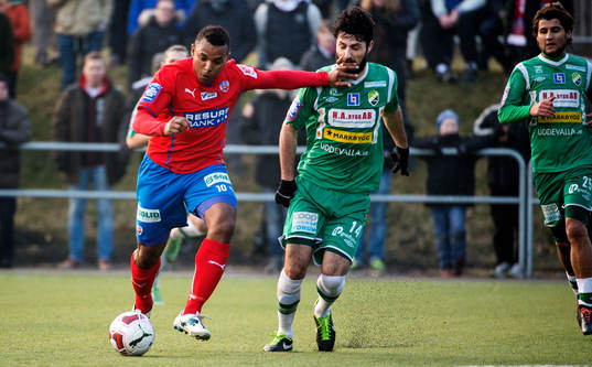 Helsingborgs Álvaro Santos och  Ljungskiles Rebin Gharib