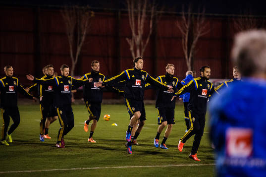 Sveriges spelare med bla. Per Nilsson, Andreas Isaksson,