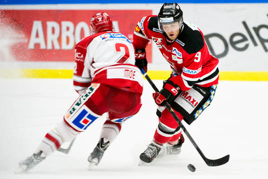 Timrås Eric Moe och Malmö Redhawks Fredrik Storm