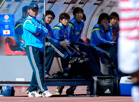 Japans förbundskapten Nario Sasaki i matchen mellan Japan
