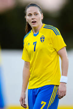 Sveriges Lisa Dahlkvist i matchen mellan Sverige och Danmark