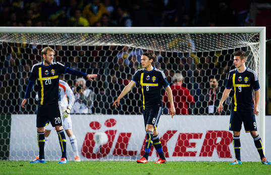 Sveriges  Ola Toivonen, Albin Ekdal och Alexander Kacaniklic