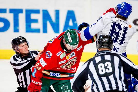 Frölundas Pontus Widerström och Leksands Johan Ryno i