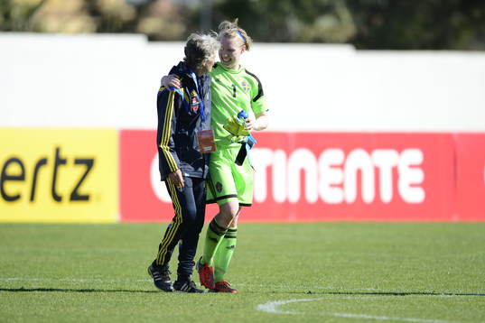 Sveriges förbundskapten Pia Sundhage och matchhjälten
