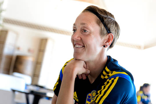 Sveriges Therese Sjögran på en pressträff