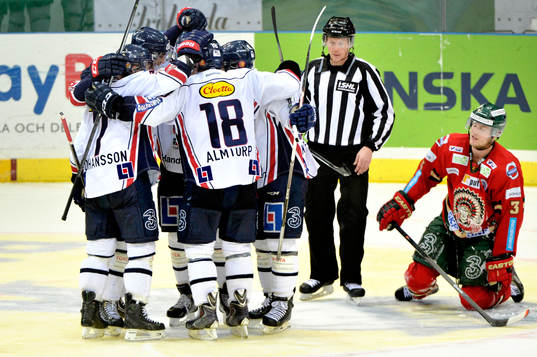 Linköpings firar Chad Kolarik gjort 2-1 samtidigt som