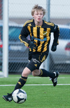 Hässleholms Philip Bengtsson i träningsmatchen i fotboll