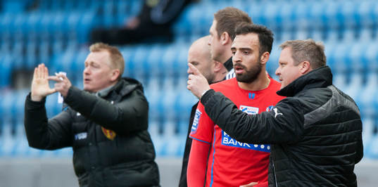 Helsingborgs tränare Roar Hansen och Syrianskas Stefan