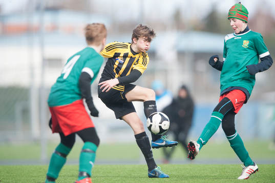 Hässleholms Elliott Nilsson i DM-matchen i fotboll för